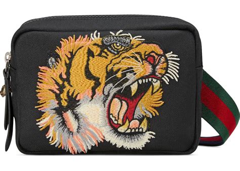 gucci panther face nylon|Gucci Shoulder Bag Panther Face Applique Black .